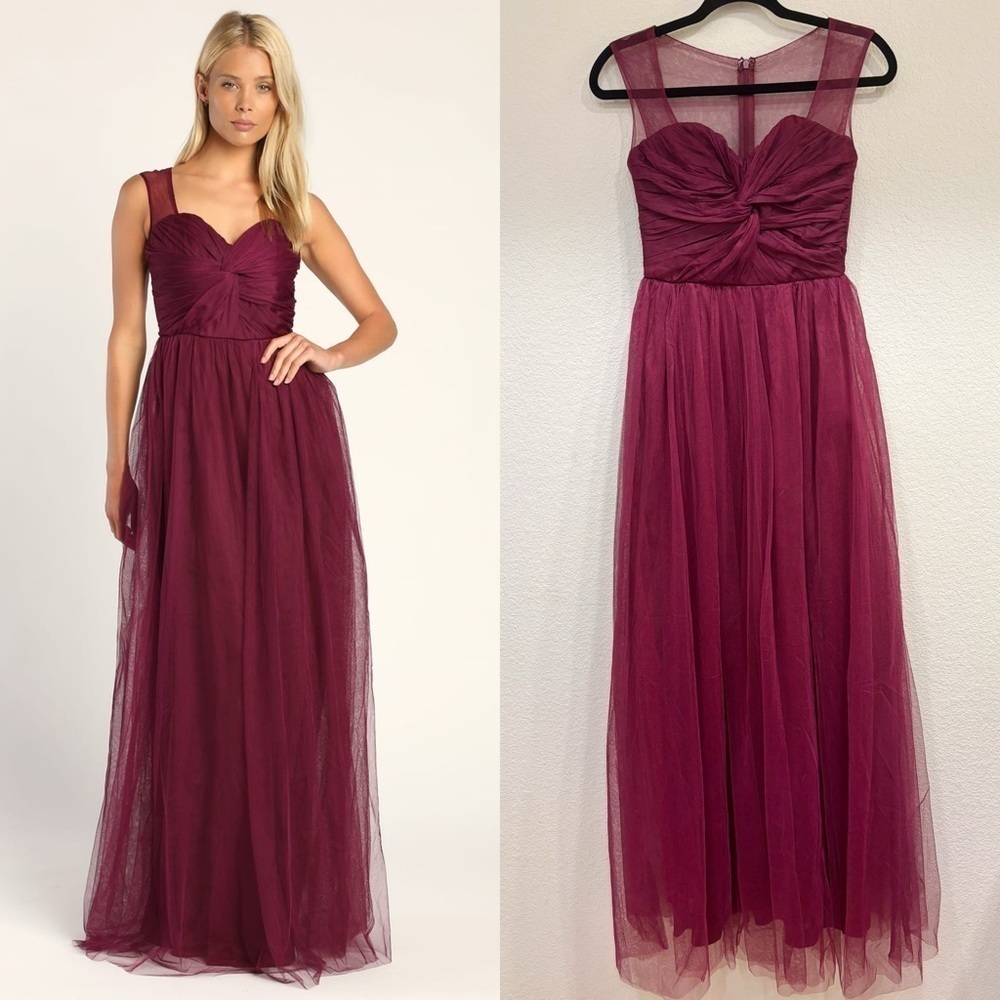 NWOT Lulus Forever Enchanted Plum‎ Tulle Sleeveless Maxi Dress